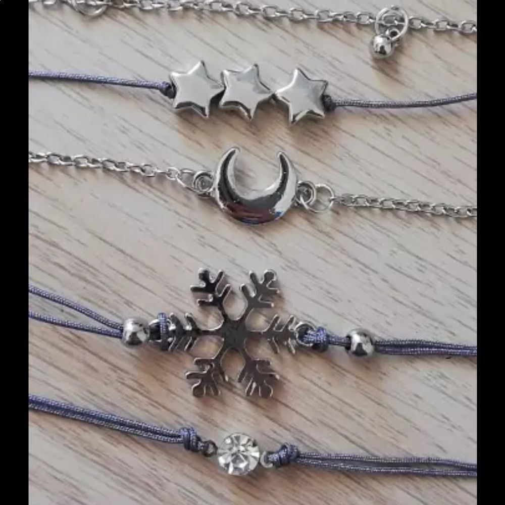 Silver Snowflake Bangle Bracelet Set - image 3